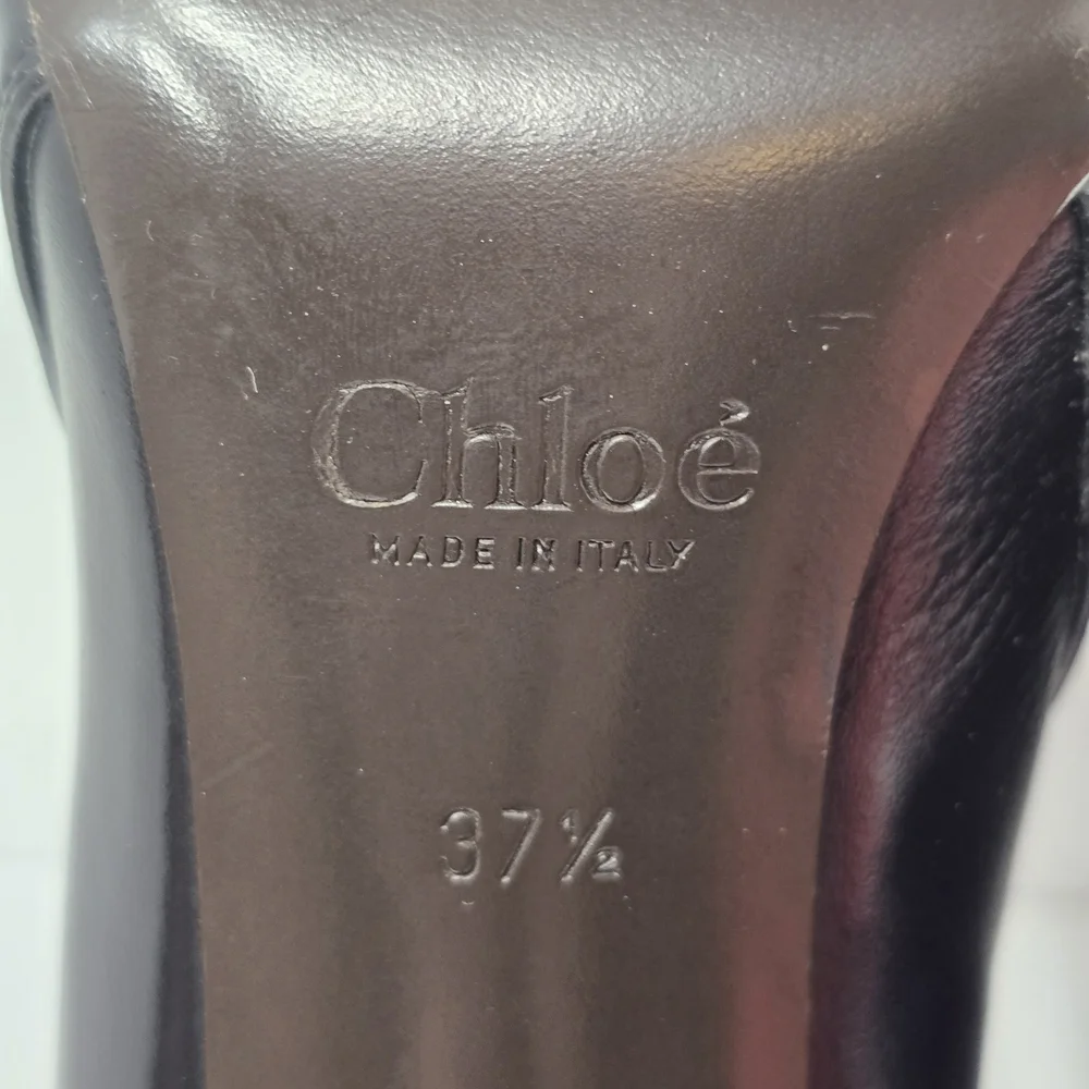 NWT Chloe Black Leather Ankle Booties, Sz 37.5 - Picture 6 of 8